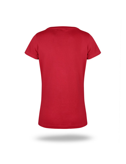Purpur geschnittenes Damen-T-Shirt LADIES` PREMIUM PLUS RED mit Aufdruck