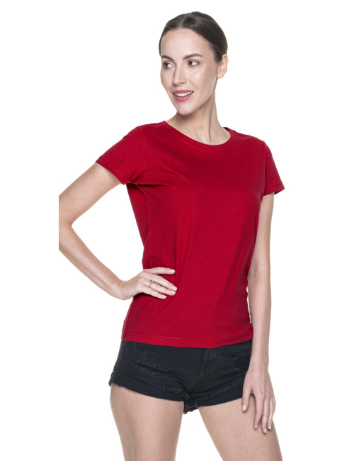 Purpur geschnittenes Damen-T-Shirt LADIES` PREMIUM PLUS RED mit Aufdruck