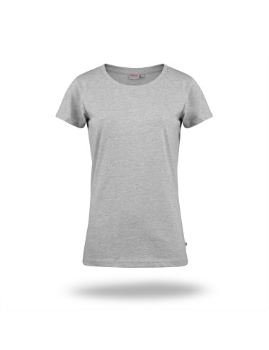 Purpur geschnittenes Damen-T-Shirt LADIES` PREMIUM PLUS HELLGRAU MELANGE