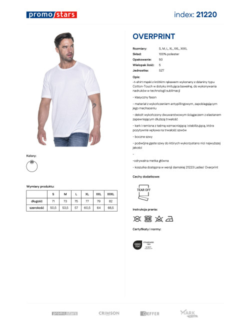 Herren T-Shirt Promostars Overprint Weiß
