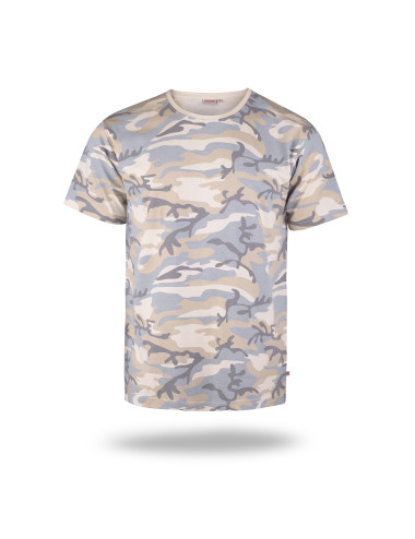 Purpurrot geschnittenes Herren-T-Shirt CAMO LIGHT CAMO mit militärischem Stickdruck