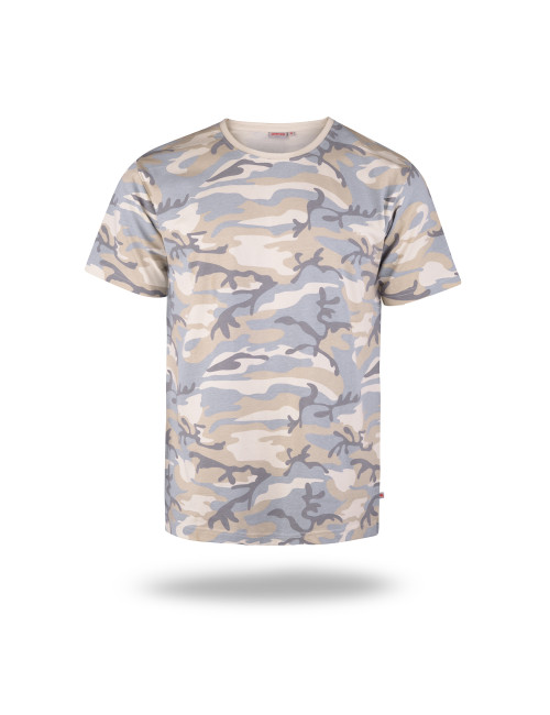Purpurrot geschnittenes Herren-T-Shirt CAMO LIGHT CAMO mit militärischem Stickdruck