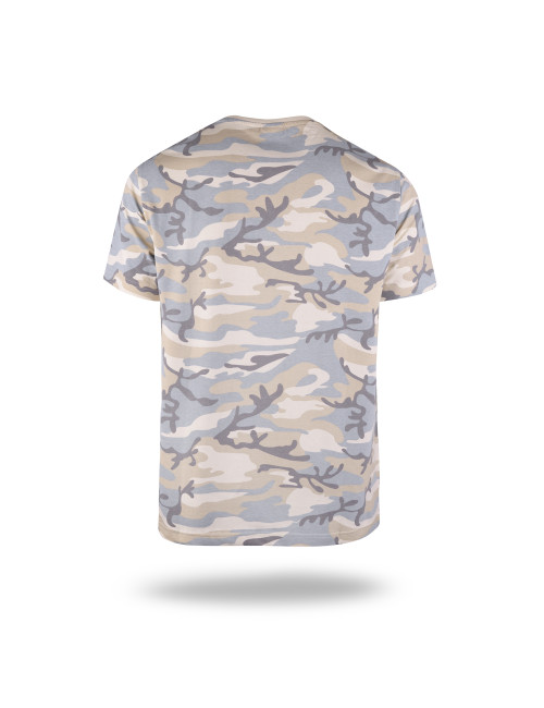 Purpurrot geschnittenes Herren-T-Shirt CAMO LIGHT CAMO mit militärischem Stickdruck