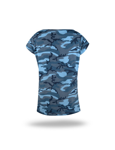 Damen T-Shirt Promostars Camo Lady Blau-Muster