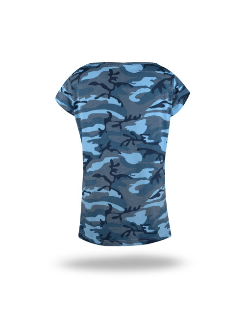 Damen T-Shirt Promostars Camo Lady Blau-Muster