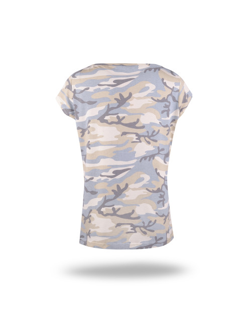 Purpurrot geschnittenes Damen-T-Shirt CAMO LADY LIGHT CAMO Military unter dem Logo