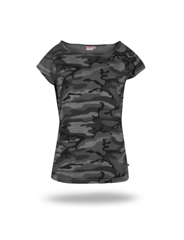 Damen-Camouflage-T-Shirt Lady, grau-Camouflage, Promostars/Crimson CUT