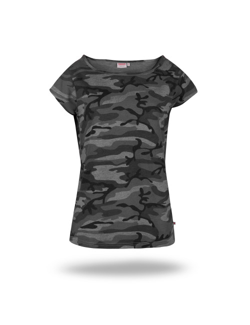 Damen-Camouflage-T-Shirt Lady, grau-Camouflage, Promostars/Crimson CUT