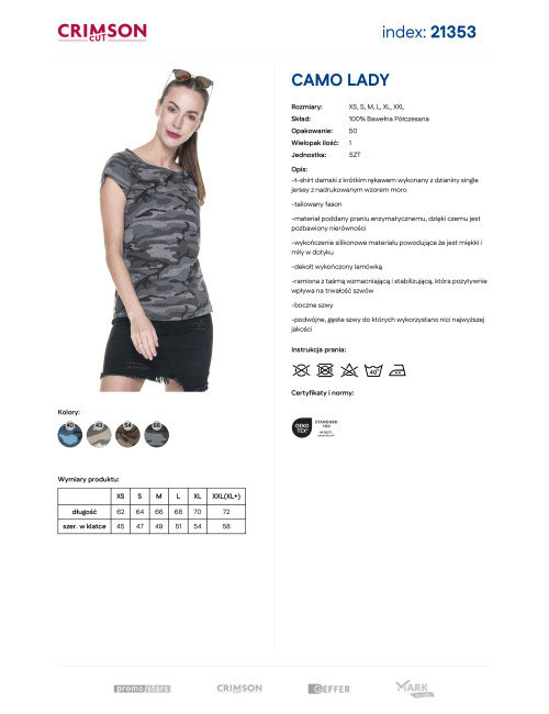 Damen-Camouflage-T-Shirt Lady, grau-Camouflage, Promostars/Crimson CUT