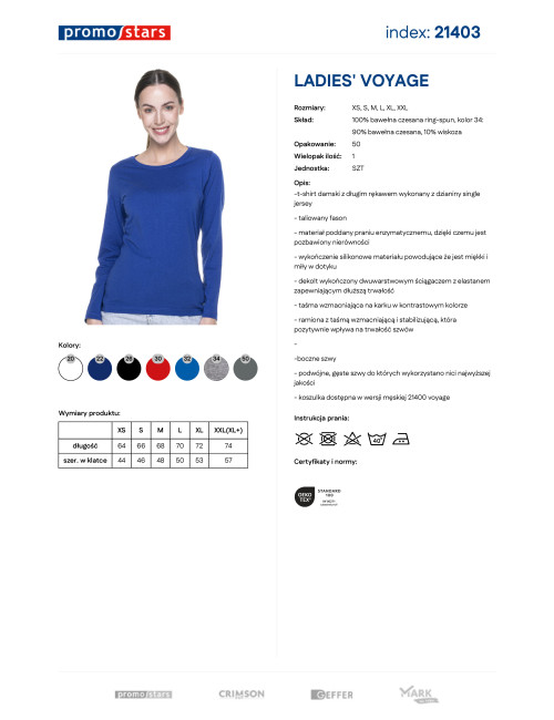 Damen-Reise-T-Shirt, Kornblumenblau, Promostars