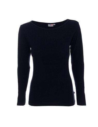 Purpur geschnittenes Damen-T-Shirt LADIES` VOYAGE PLUS NAVY BLUE mit Logo-Stickerei