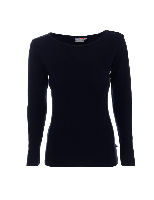 Purpur geschnittenes Damen-T-Shirt LADIES` VOYAGE PLUS NAVY BLUE mit Logo-Stickerei