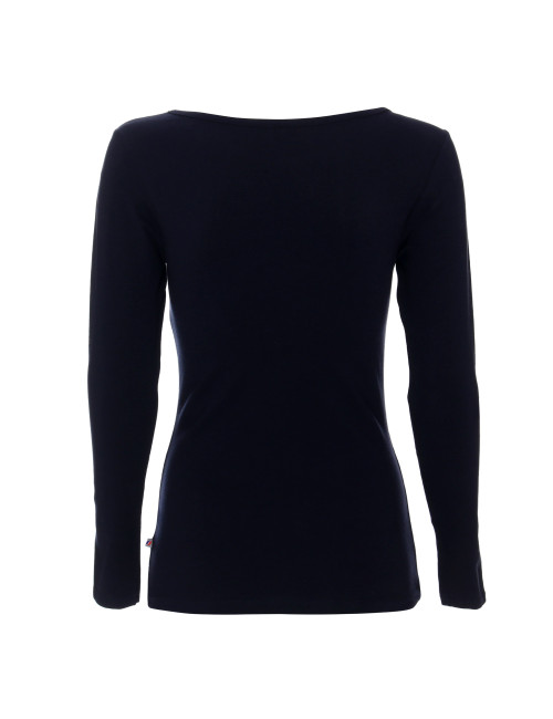 Purpur geschnittenes Damen-T-Shirt LADIES` VOYAGE PLUS NAVY BLUE mit Logo-Stickerei