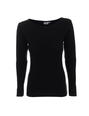 Crimson cut women`s t-shirt LADIES` VOYAGE PLUS BLACK with logo for companies