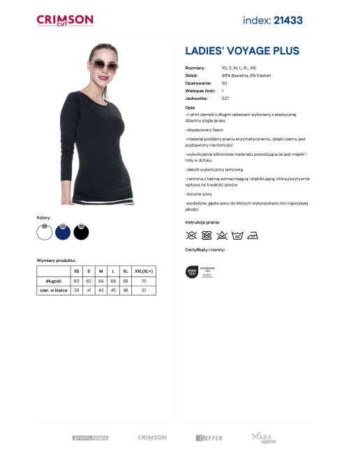 Purpurrot geschnittenes Damen-T-Shirt LADIES` VOYAGE PLUS BLACK mit Firmenlogo