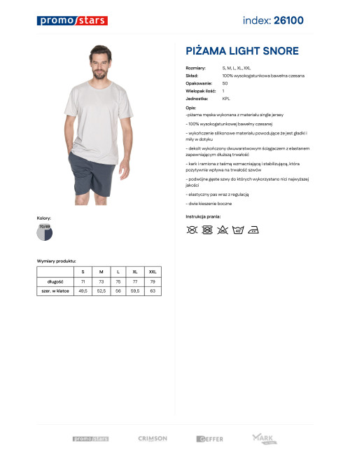 Men's Pajama Promostars Light Snore Light Gray/Mid Gray