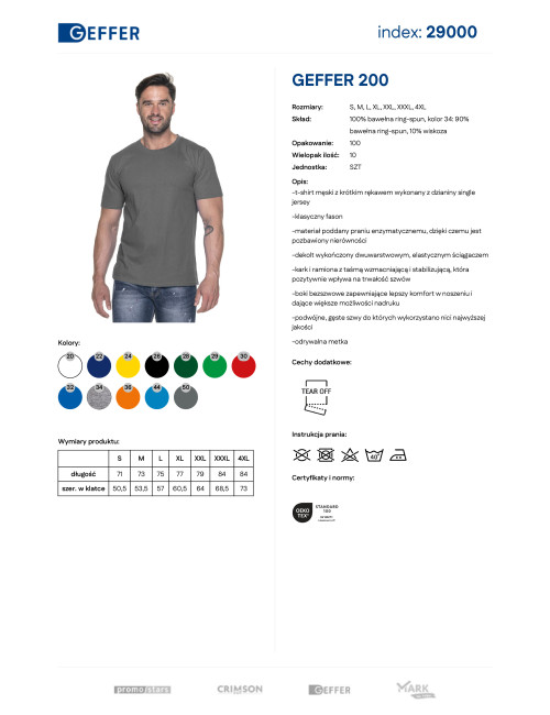 Geffer Herren T-Shirt 200 GRAU mit Firmenlogo, Stickerei, Aufdruck