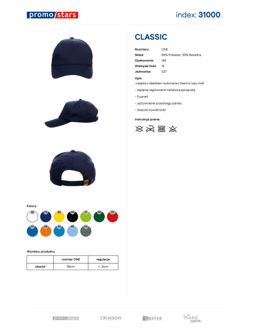 Promostars cap CLASSIC NAVY under embroidery logo print