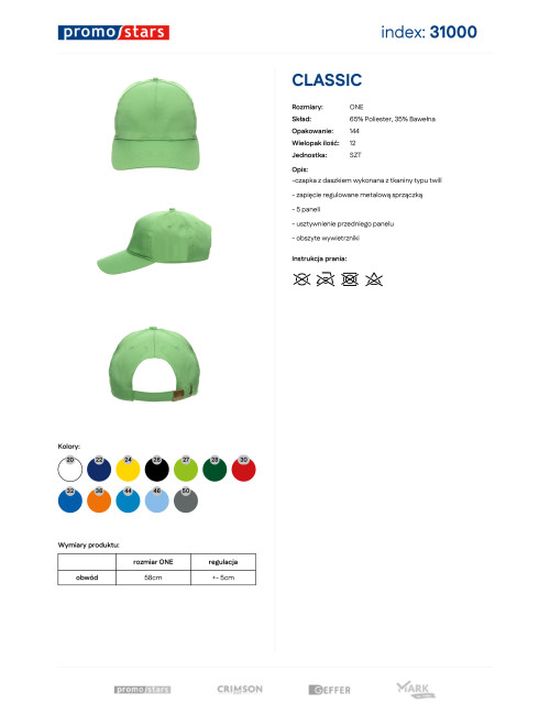 Promostars cap CLASSIC LIGHT GREEN with custom embroidery