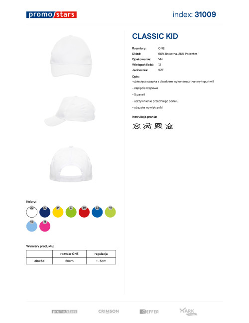 Czapka dziecięca Promostars Classic Kid biały - P&M