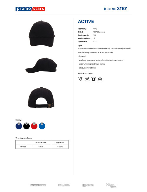 Promostars cap ACTIVE BLACK embroidery, logo, print, dtf