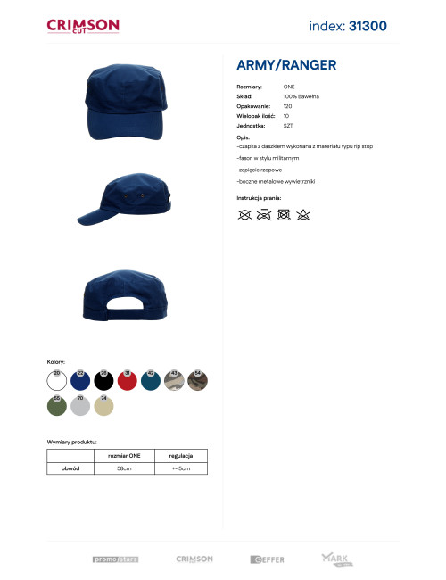 Purpurrot geschnittene ARMY/RANGER-Baseballkappe DUNKELBLAU mit gesticktem Logo