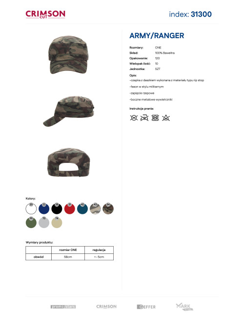 Crimson cut cap ARMY/RANGER DARK CAMO with custom embroidery