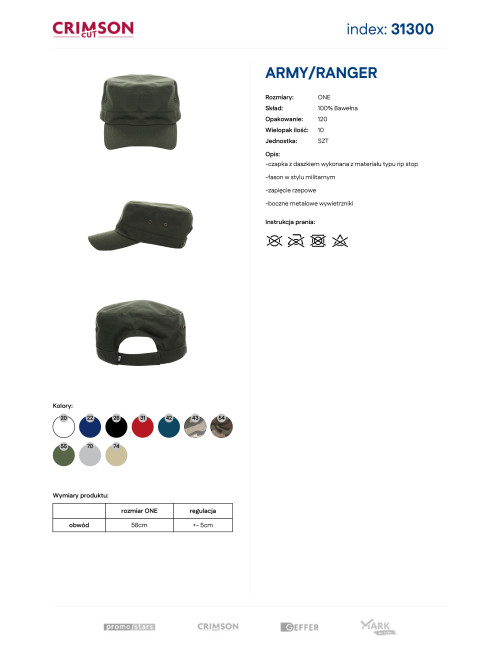 Cap army/ranger khaki Crimson Cut