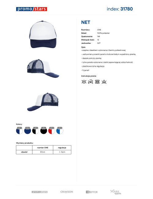 Promostars cap NET NAVY/WHITE logo print embroidery