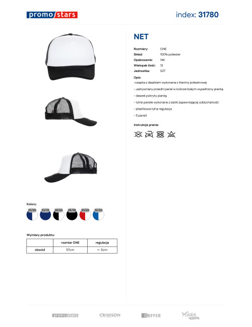 Promostars Baseballkappe NET BLACK/WHITE mit Logo-Stickerei