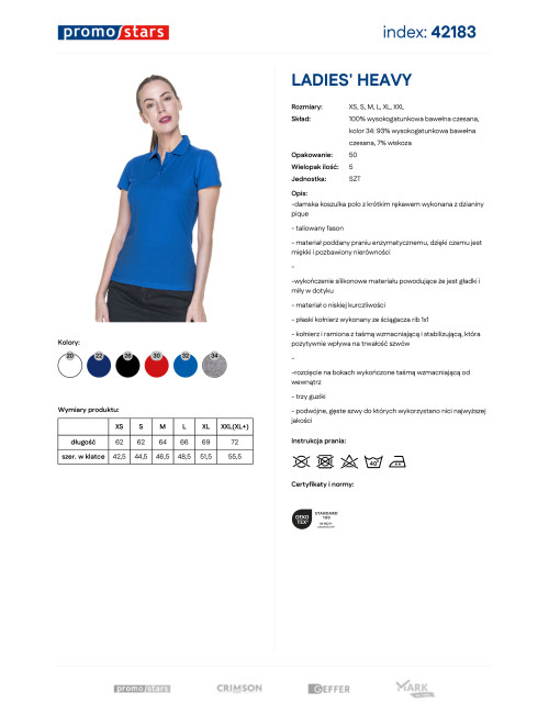 Promostars Damska POLO LADIES' HEAVY CHABROWY z nadrukiem logo