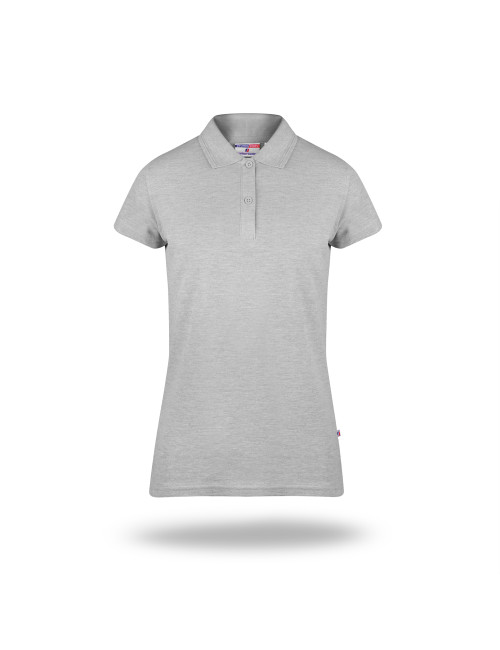 Promostars POLO Damska LADIES' COTTON JASNY SZARY MELANŻ transfer logo