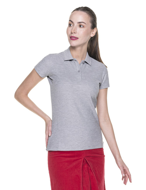 Promostars POLO Damska LADIES' COTTON JASNY SZARY MELANŻ transfer logo