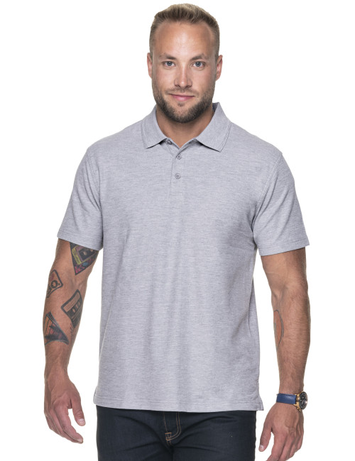 Promostars POLO Męska COTTON JASNY SZARY MELANŻ haft logo nadruk