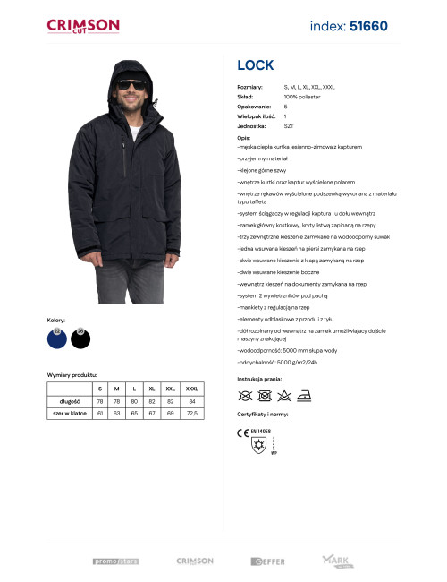 Crimson cut Men`s JACKET LOCK BLACK logo, embroidery, print