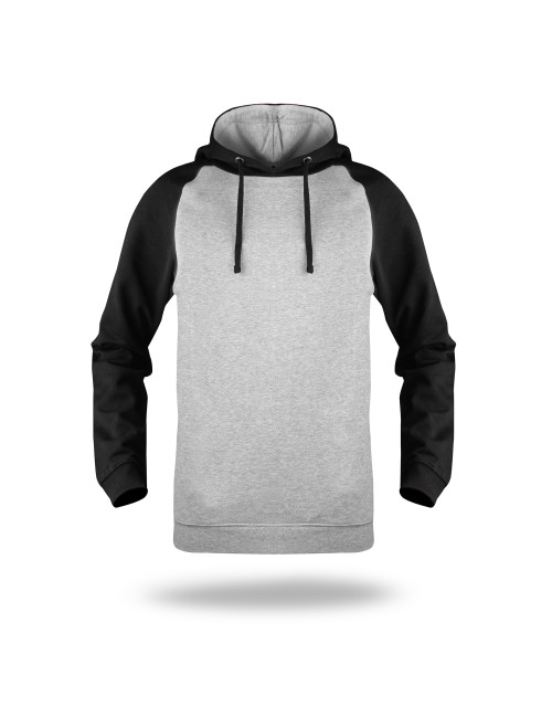Promostars HERREN-SWEATSHIRT URBAN LIGHT GREY MELANGE/BLACK Stickerei DTF-Druck
