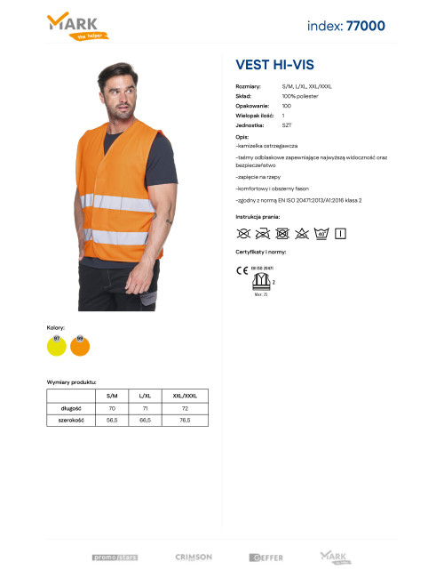Kamizelka męska vest hi-vis pomarańczowy ostrzegawczy MARK the helper