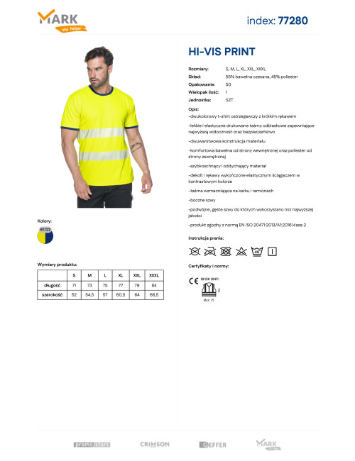Mark the Helper Men's Hi-Vis Print T-Shirt Yellow/Navy