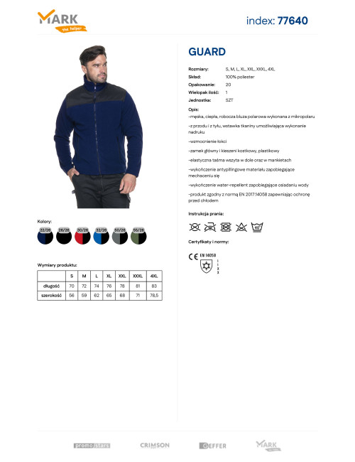 Herren-Fleecejacke Mark The Helper Guard Marineblau/Schwarz
