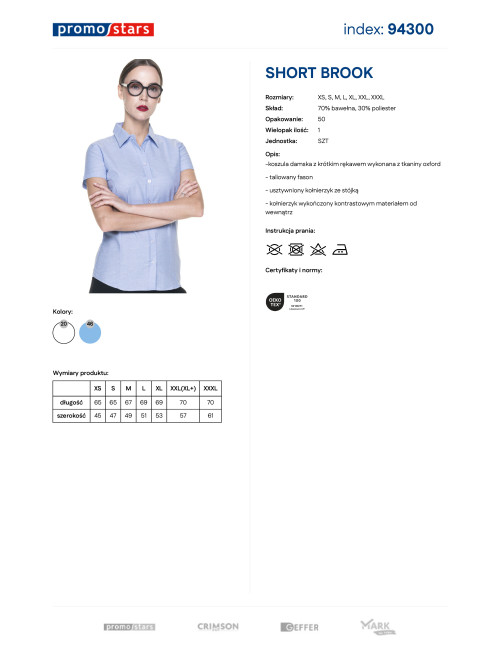 Kurzes Brook-Shirt für Damen, blau Promostars