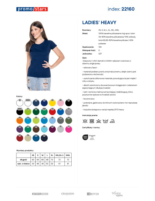 Schweres Promostars-T-Shirt für Damen in hellem Marineblau