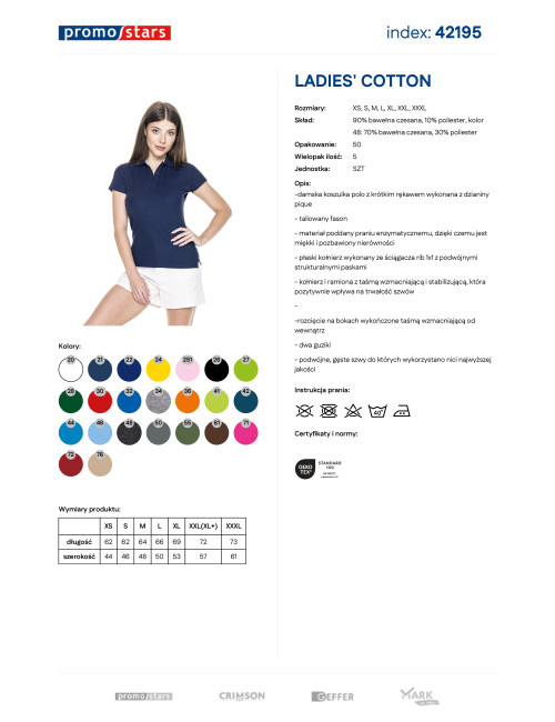 Polo damskie ladies' cotton jasny granatowy Promostars
