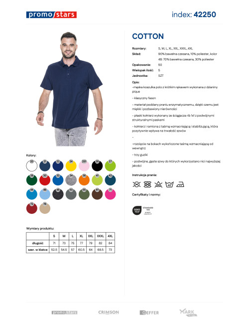 Polo męskie cotton jasny granatowy Promostars