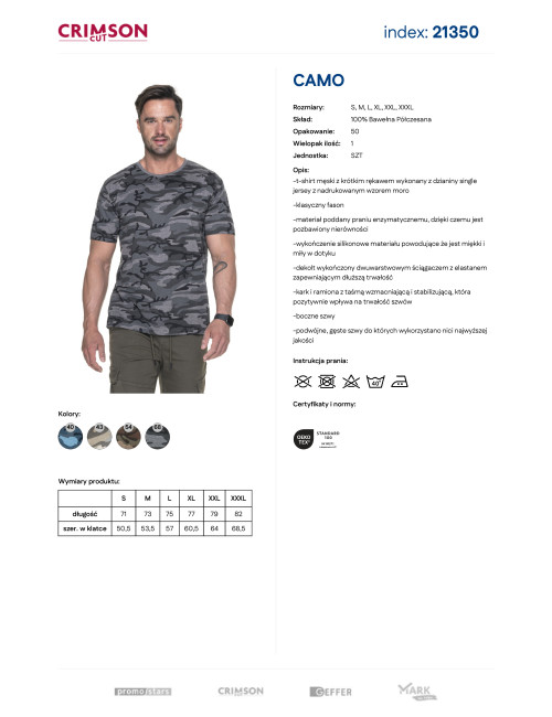 Graues Camo-T-Shirt für Herren Promostars/Crimson CUT