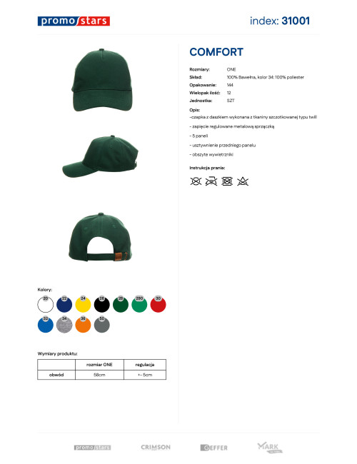COMFORT BOTTLE GREEN BASEBALL CAP WITH EMBROIDERY