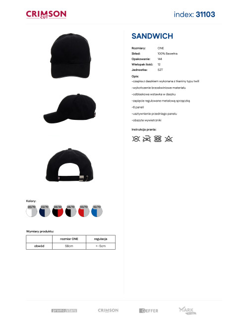 Herren-Sandwich-Cap schwarz/hellgrau Promostars/Crimson CUT