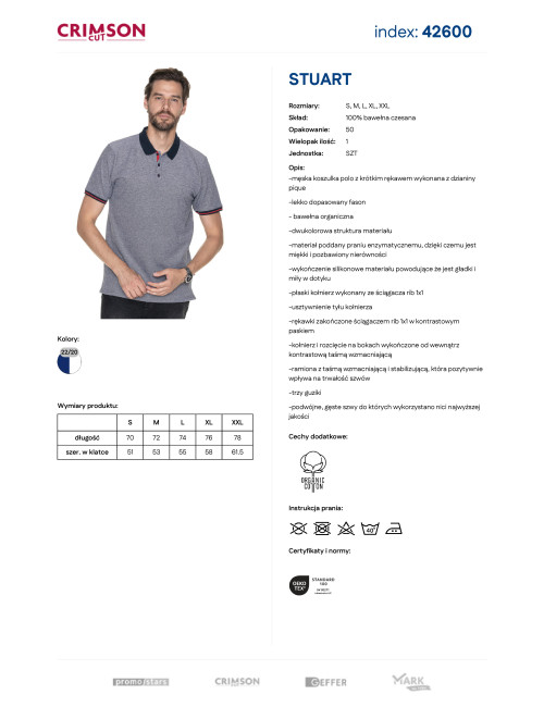 Polo męskie Promostars Stuart granatowy/biały - P&M
