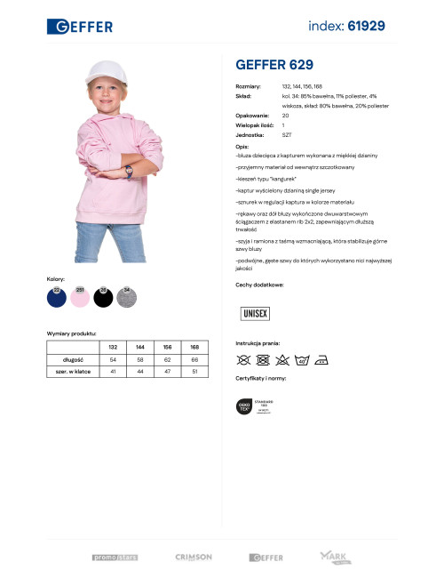 Children`s sweatshirt 629 candy pink Geffer