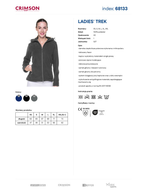 Ladies` trek sweatshirt gray Crimson CUT