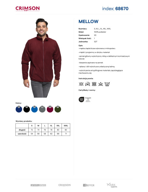 Herren-Sweatshirt mellow red wine Crimson CUT